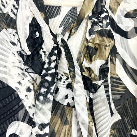 Vintage Cache Y2K Silk Blend Top Size Medium Tie Neck Semi Sheer 3/4 Sleeve - Picture 4 of 7